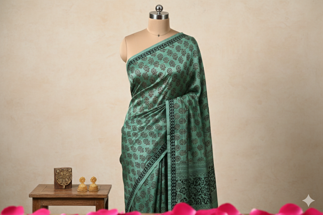 Rama Green Saree - Image 2