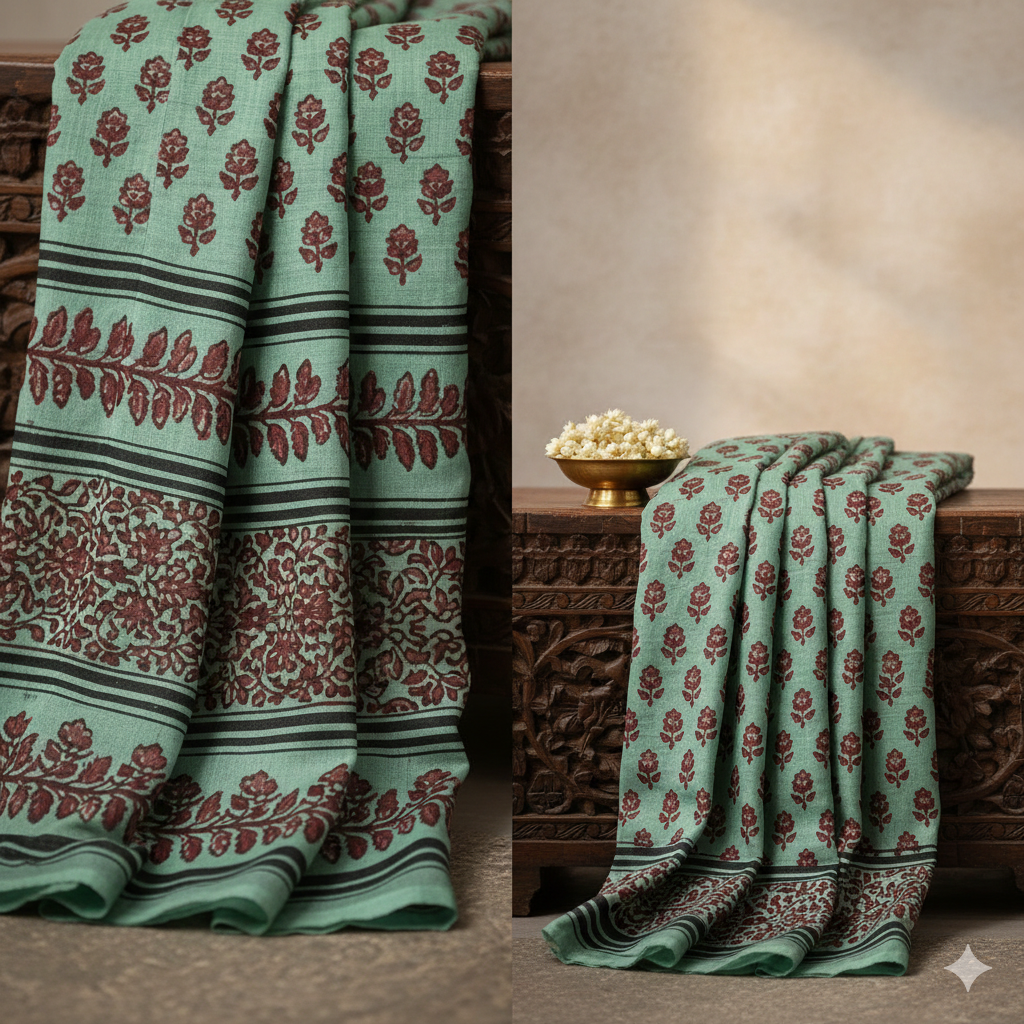 Rama Green Saree - Image 3